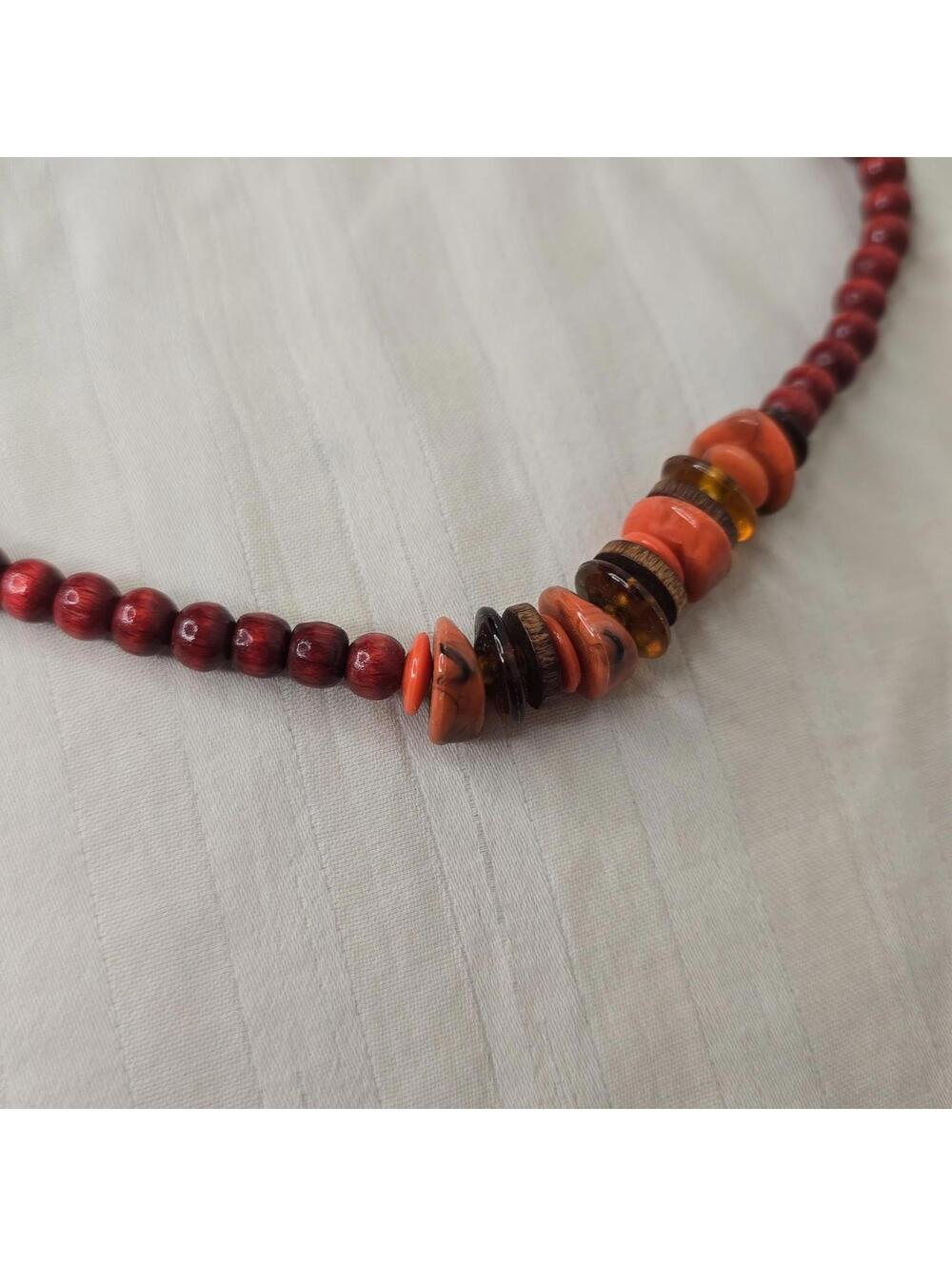 Vintage 14" Red Bead Choker Necklace